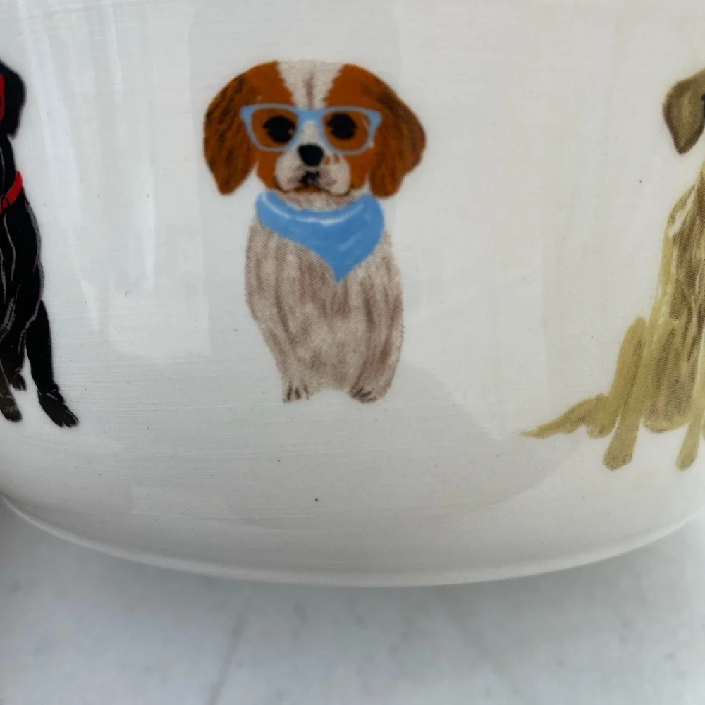 Dog Bowl with Cute Dog Illustrations